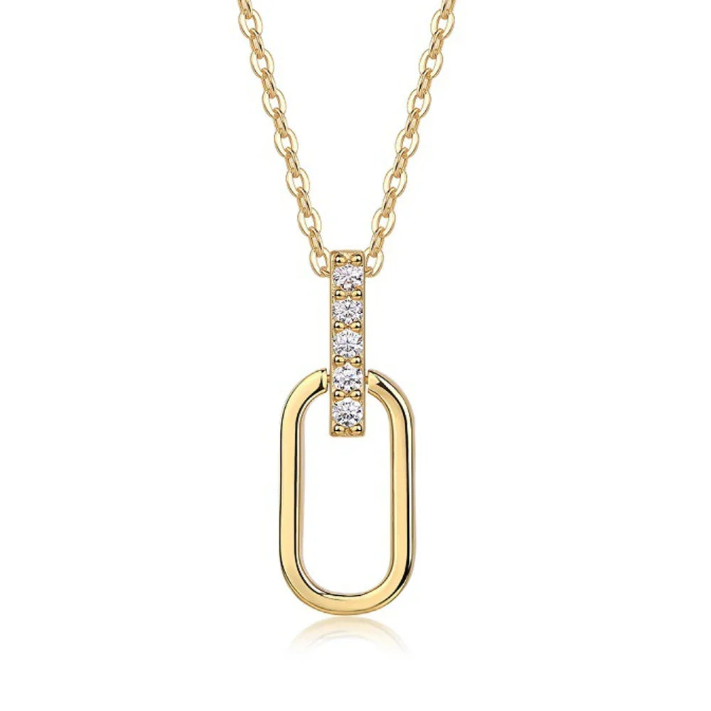 2mm Moissanite Pandent Necklace Adjustable 925 Sterling Silver Paperclip Clavicle Chain for Women Daily Jewelry
