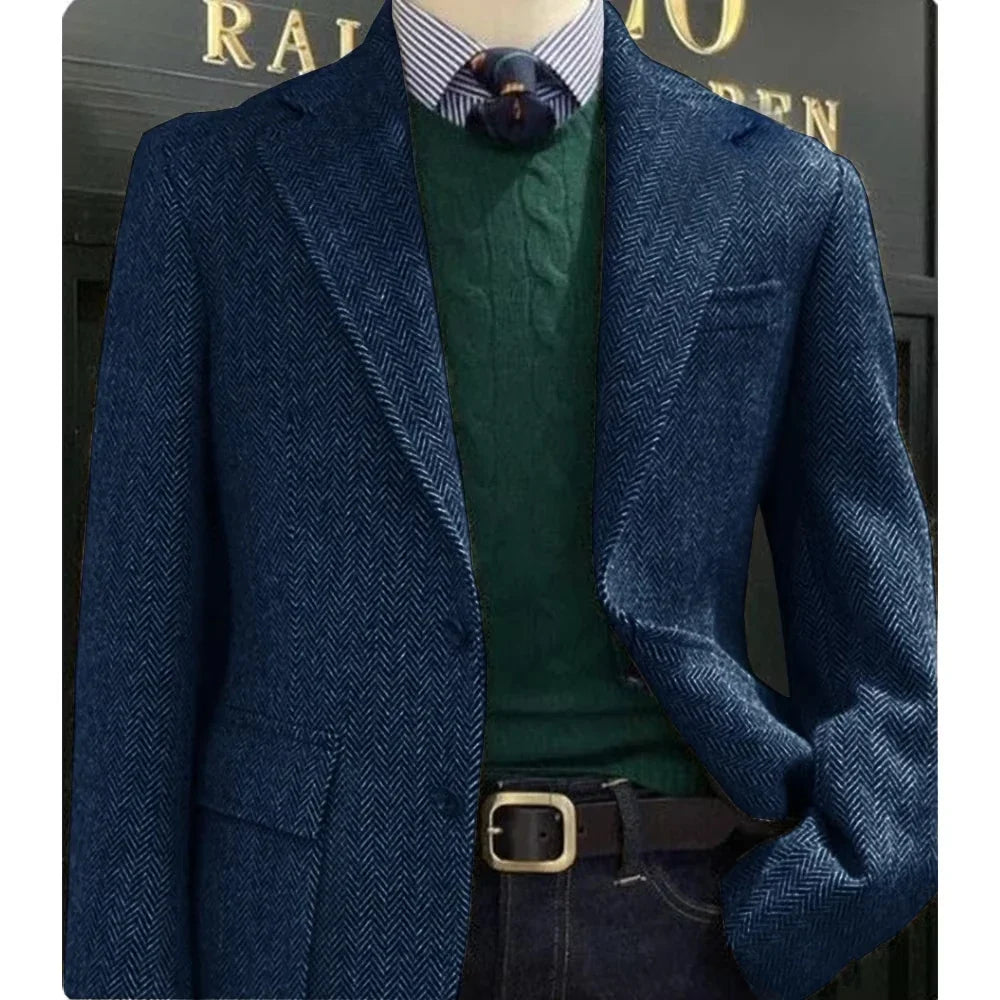Elegant Mens Suit Jacket Herringbone Single Breasted Business Suit Blazer Casual Jacket Tailleur Fashion Slim Fit Comfortable