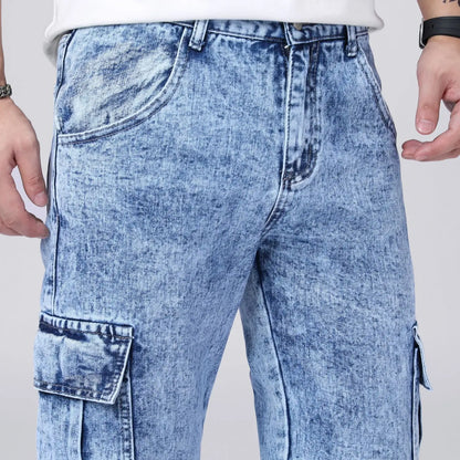 Men's Loose Straight Leg Jeans American Fashion Brand Casual Workwear Comfortable Fit Classic Style