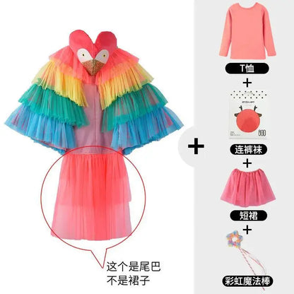 Halloween Children's Costume Cosplay Animal Parrot Performance Costume Kid Cloak Kindergarten Prom Animal Clothing
