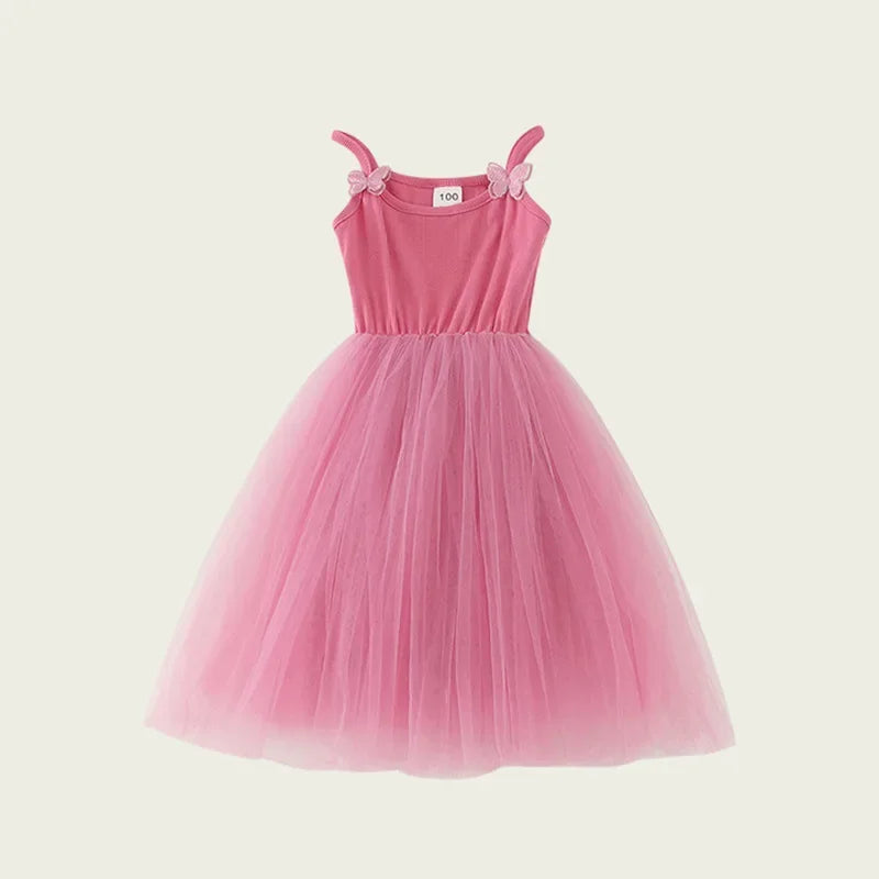 2026 Summer Baby Girls Kids Cute Tutu Sling Dress Sleeveless Tulle Birthday Party Vestido Ballet Princess Dress Children Clothes
