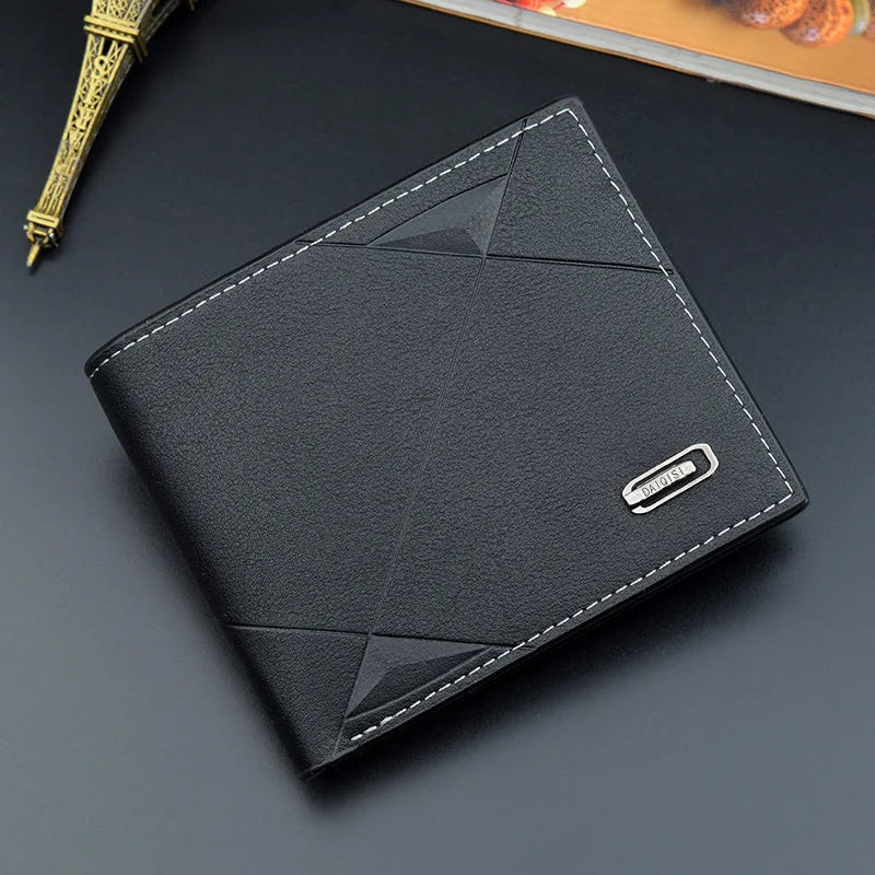 Homme court bifold en faux cuir masculina billetera porte-cartes d'identité porte-monnaie pochette couleur unie hombre business mince