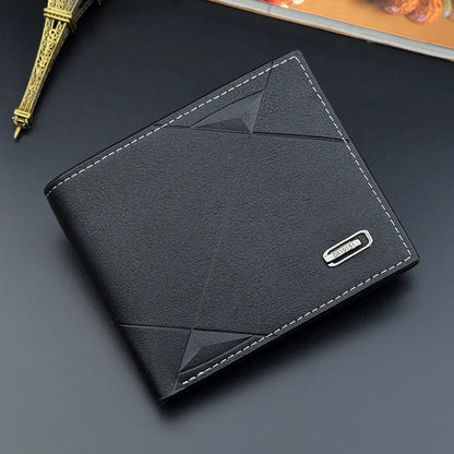 Homme court bifold en faux cuir masculina billetera porte-cartes d'identité porte-monnaie pochette couleur unie hombre business mince