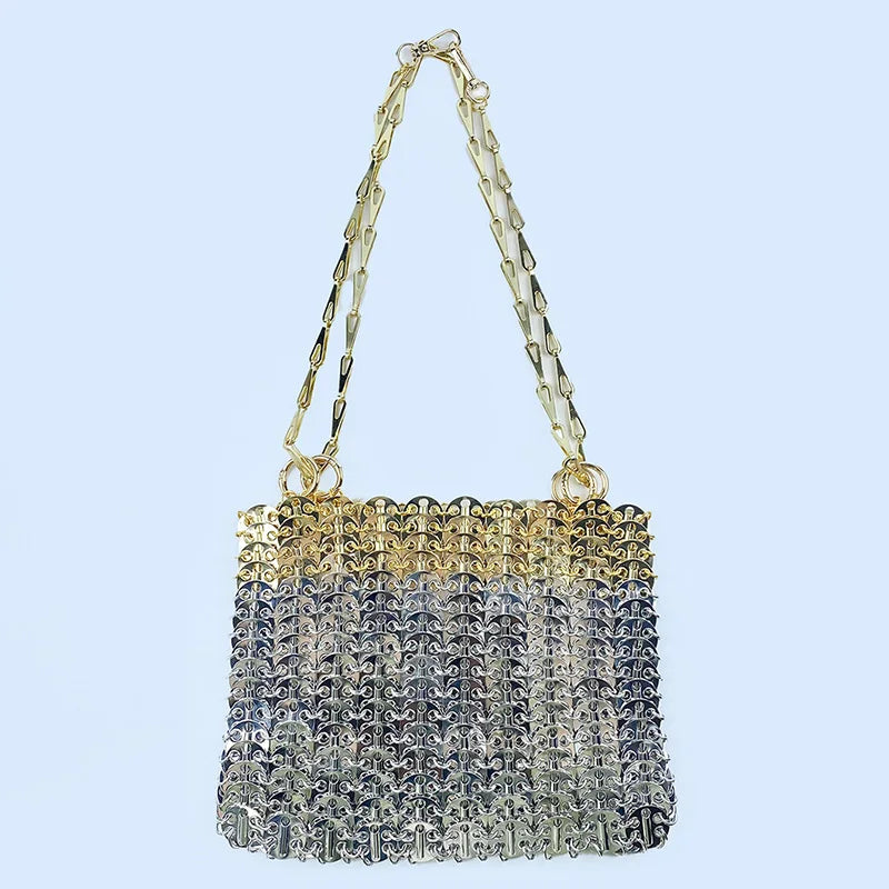2024 Hot selling metal sequin high-capacity mobile phone cross-body chain bag handmade bag for women's fashion trend
