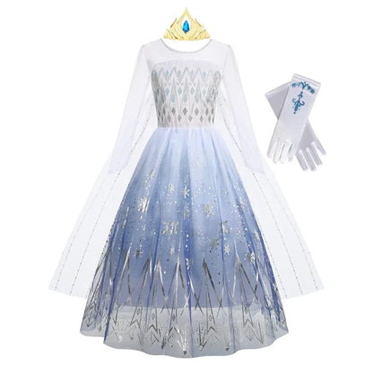 Elsa Anna Princess Dress Girls Cosplay Mesh Sequin Costumes Kids Snow Queen Halloween Carnival Birthday Party Gowns 12Y