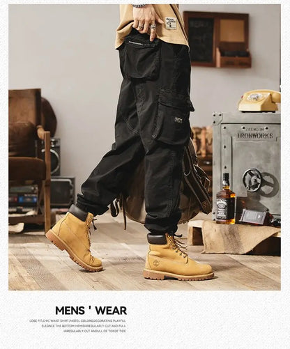 Men Fashion Military Cargo Pants Regualr Straight Fit Cotton Camouflage Green Black Grey Color Trousers W9202