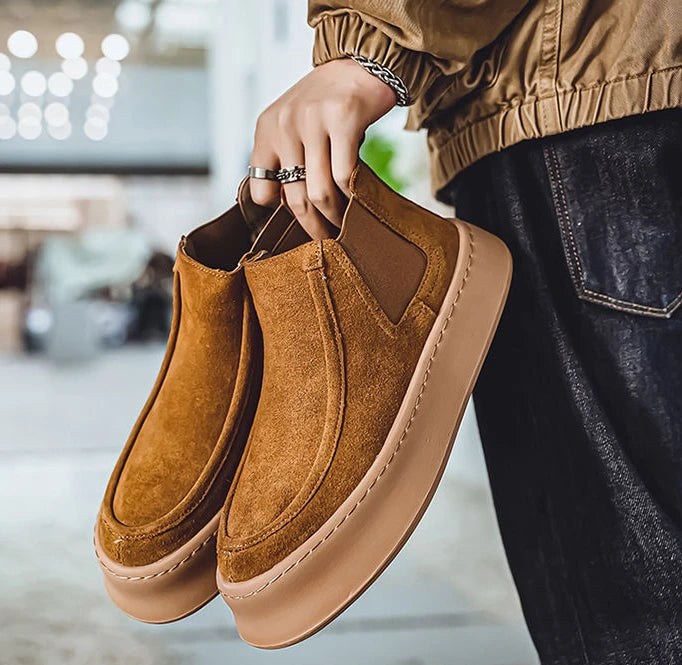 Male Chelsea Shoes Spring Autumn High Cut Platform Men's Booties Boots Classic New Size 44 Trendy 2025 Quality Hot Selling Cheap