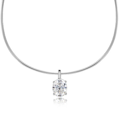 3CT Oval Cut Moissanite Necklace for Women Men Classic Neck Chain 1mm Lab Diamond Pendant 925 Sterling Silver Jewelry