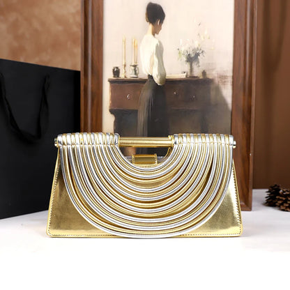 The 2025 new hand-held woven bag with lines is a unique, high-end, individual and fashionable handbag for women