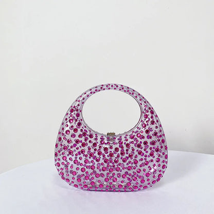 Fashion Women Diamond Handbags and Purses Transparent Acrylic Luxury Party Prom Evening Bag Casual Bling Bling Clear Clutch