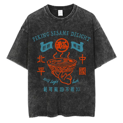 Japanese Tokyo Tokyo Culture Print Washed T Shirt Funny Fashion Vintage Men Women T-shirts Cotton Casual Loose Tees Streetwear