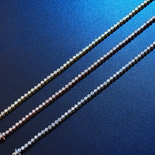 Bracelet de tennis en moissanite à bulles de 2 mm plaqué 18 carats pour femmes, bracelets de luxe 100 % argent sterling 925, chaîne entièrement sertie de diamants