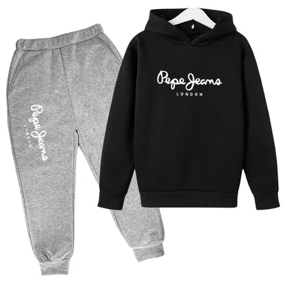 Leisure Letter Print 2pcs Hoodie+Pants Tracksuits 3-13 Years Boys Girls Spring Autumn Outfits Streetwears Children Clothes