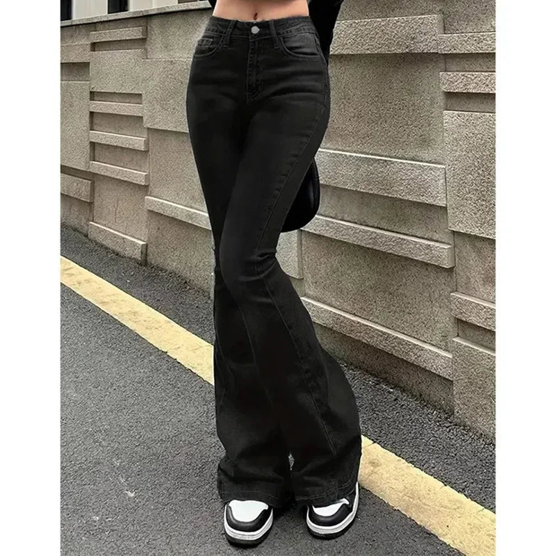 2025 Woman Vintage High Waist Flare Jeans Female Stretchy Bootcut Tight Denim Pants Women Bell Bottoms Casual Slim Fit Trousers