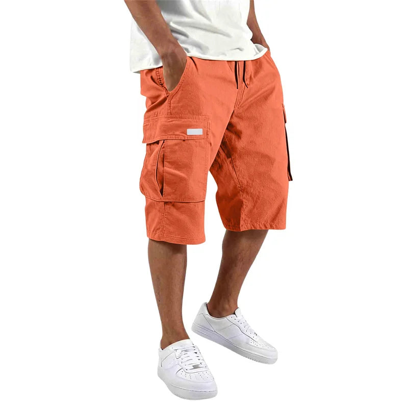 2026 NEW men loose straight pants Casual multi-pocket Shorts Summer Five-Inch Men's Shorts drawstring Sports cargo short pants