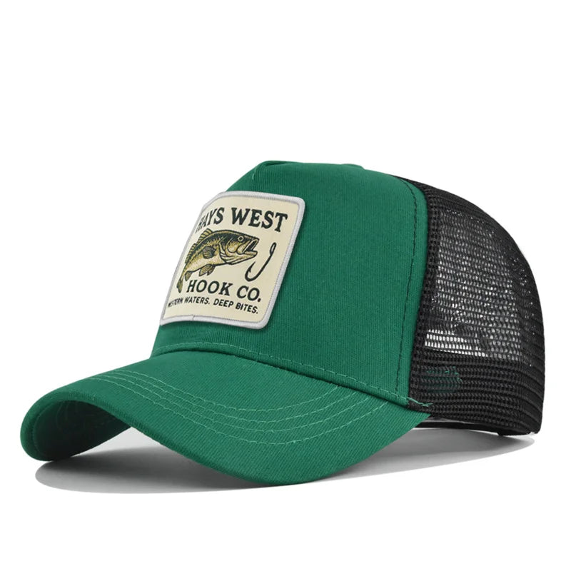 High Quality Fishing Embroidery Baseball Cap for Men Women Outdoor Fishing Snapback Mesh Hat Breathable Sunshade Dad Trucker Hat
