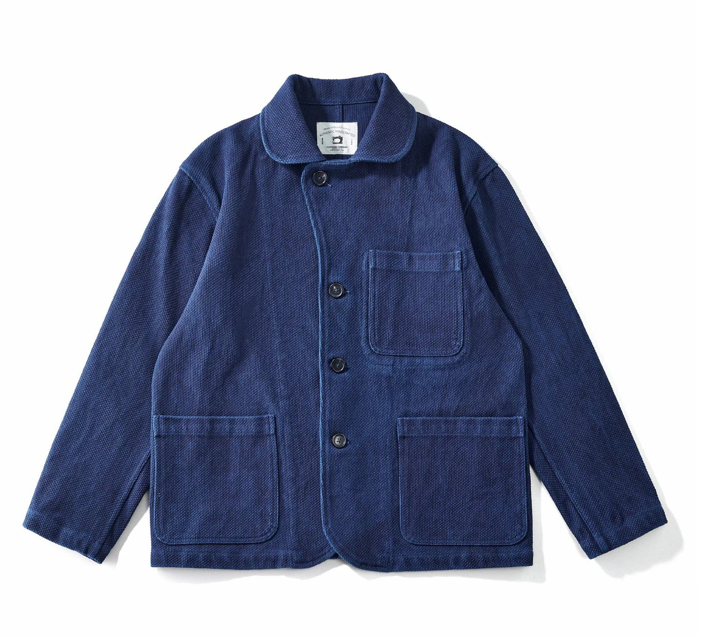 Heavy Weight Indigo Jacket Men Autumn Winter Vintage Workwear Tooling Jacket Blue Dyed Kendo Fabric Multi-pocket Cardgian Coat