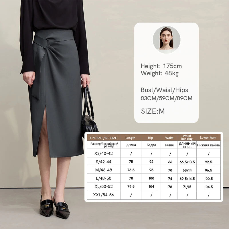 Women's Skirt 2026 Spring New H-Line Elegant Anti-wrinkle Split Skirt Solid Mid-length Versatile Woman Clothes 12621005