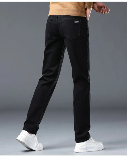 Men's New Stretch Straight Jeans Business Versatile Trendy Youth Casual Regular Long Pants for Spring Autumn Male Denim Trousers