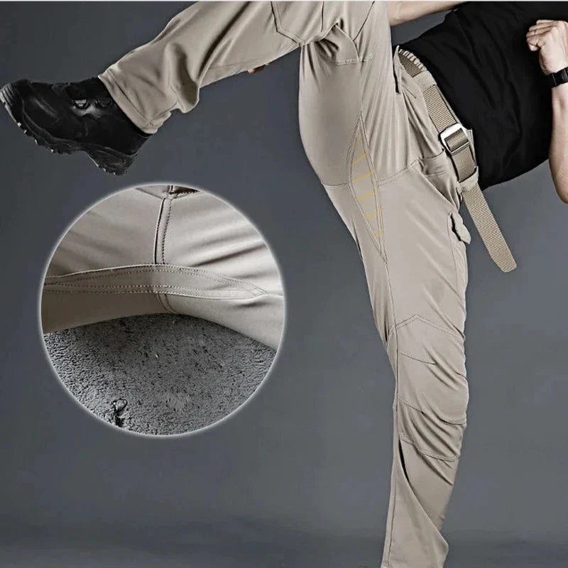 2024 Men's Autumn Tactical Cargo Pants Outdoor Work Pants Multi-pocket Casual Trousers Waterproof Quick Dry Elastic Pants Male