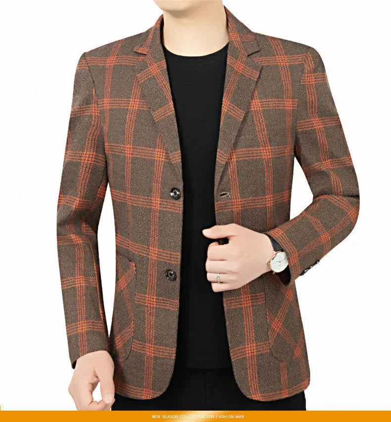Brand Plaid Striped Business Blazers for Mens 2026 New Spring Autumn Fashion Casual Suit Jacket Men Interview Coat