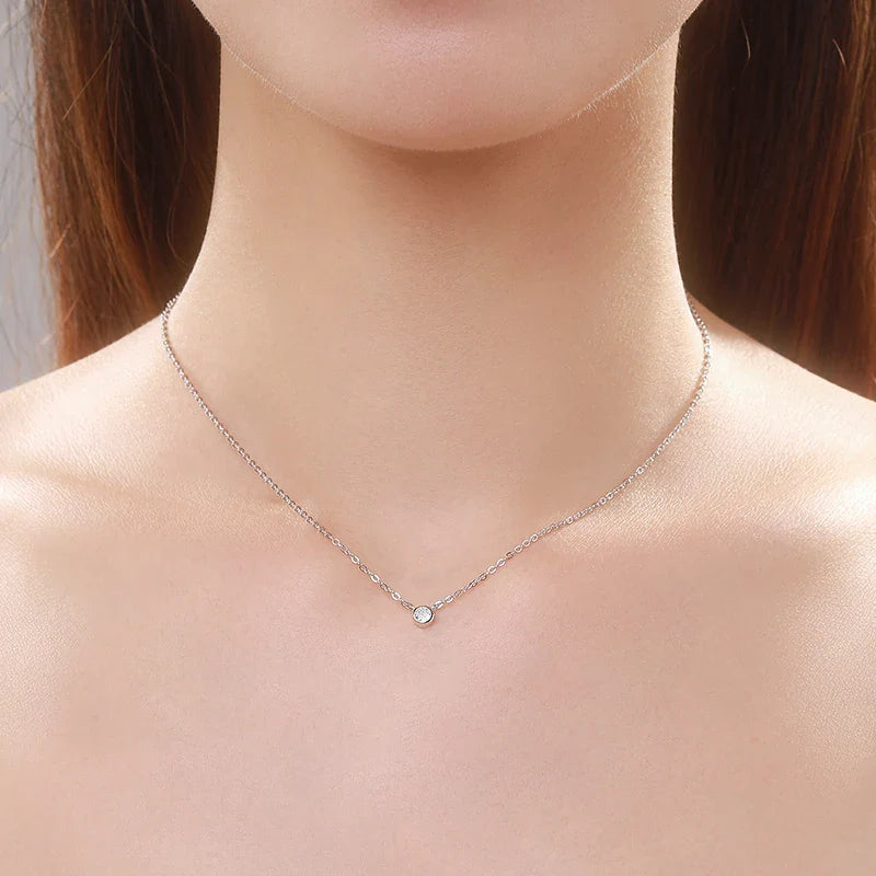 925 Sterling Silver Simple 4mm Zircon Link Chain Pendant Necklace Fine Jewelry Fashion Choker Necklace For Women