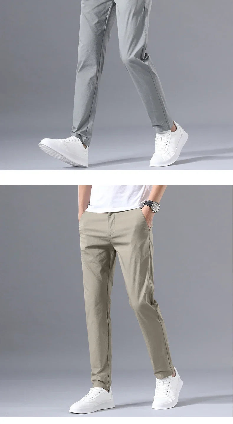 Spring Summer Thin Slim Men Casual Pants Classic Business Cotton Stretch Golf Trousers Korean Fashion Male Clothing Pants