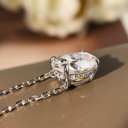 1-4.5ct Oval Cut Moissanite Necklaces for Women Daily Jewelry Solid 925 Silver Chain Wrap Diamond Pendant Birthday Gift