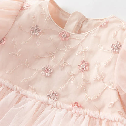 Girls Baby Princess Dress Summer Sweet Cute Bubble Sleeves Elegant Pink Mesh Layered Dress Party Outdoor DB2251649