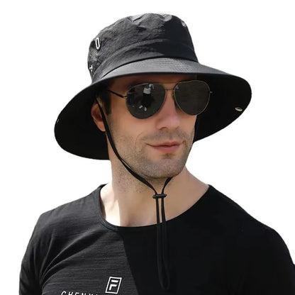 Waterproof Fisherman Hat Outdoor Summer Sun Anti UV Protection Breathable Mesh Camping Hiking Mountaineering Caps Mens Women