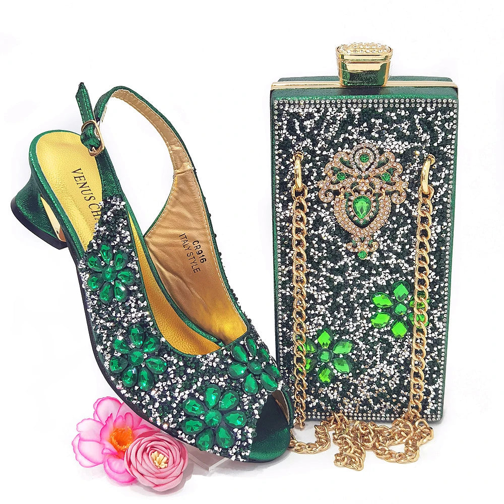 Summer Sandals for Party and Weddings Peep-Toe Bridal Shoes Women 2023 Comfortable Shoes and Bag Set for Lady