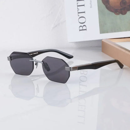 Designer Rimless Sunglasses THE AMAN I Irregular for Men Women Alloy Luxury Germany Brand Design High Quality UV400 with Case