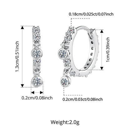 Elegant Moissanite Hoop Earrings for Women Minimalist 925 Sterling Silver D Color Round Cut Lab Diamond Earrings