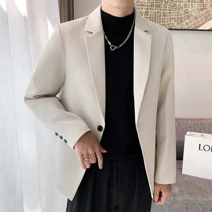 Spring Autumn Mens Blazers Coats Single Button Smart Casual Suit Jackets Men Solid Loose Fashion Youthful Vitality Blazers Man