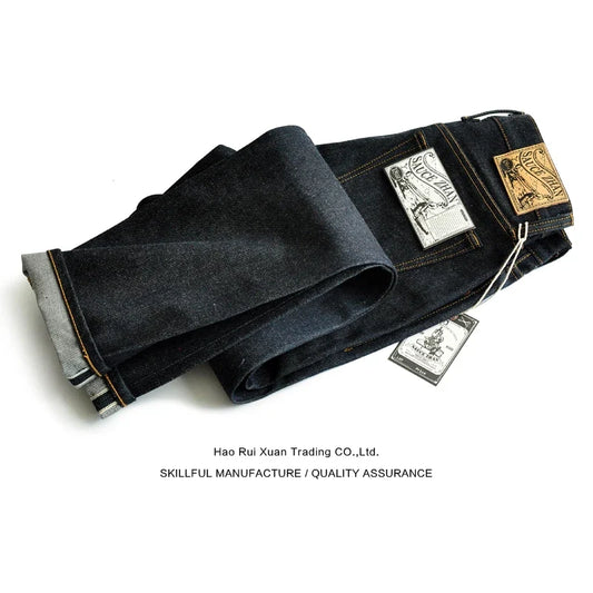 Men Jeans Denim Jeans for Men Taper Fit Selvedge Denim Raw Jeans Blue Jeans Thick 18 OZ Vintage