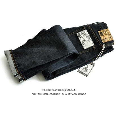Men Jeans Denim Jeans for Men Taper Fit Selvedge Denim Raw Jeans Blue Jeans Thick 18 OZ Vintage