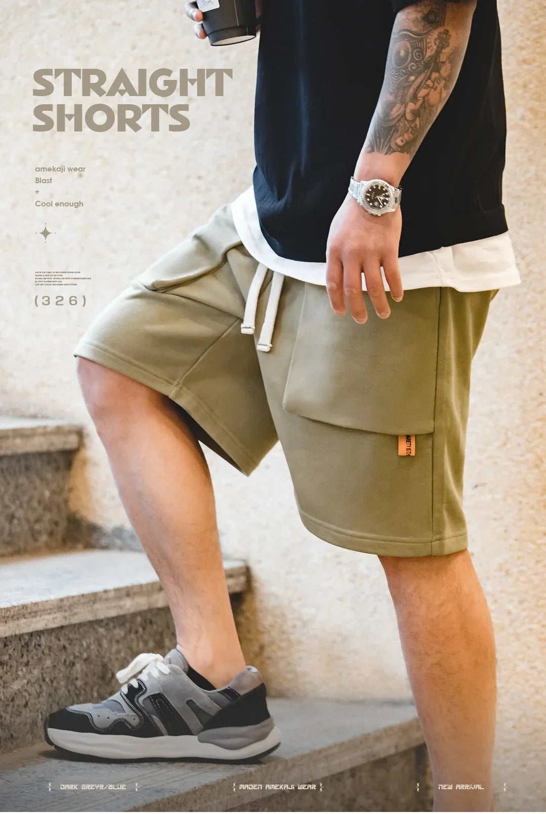 Casual Heavyweight Knit Shorts for Men Straight Loose Large Pockets Sports Short Sweatpants Elastic Waist Athletic Shorts