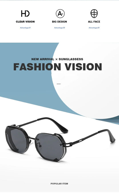 Square Punk Sunglasses For Men 2023 Luxury Steampunk Vintage Fashion Glasses Retro Shades Lunette De Soleil Homme Gafas De Sol