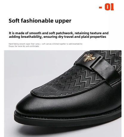 Men's Business Casual Shoes Autumn British Style Pointed Toe Formal Leather Shoes Easy to Wear Black Suit Wedding Shoes
