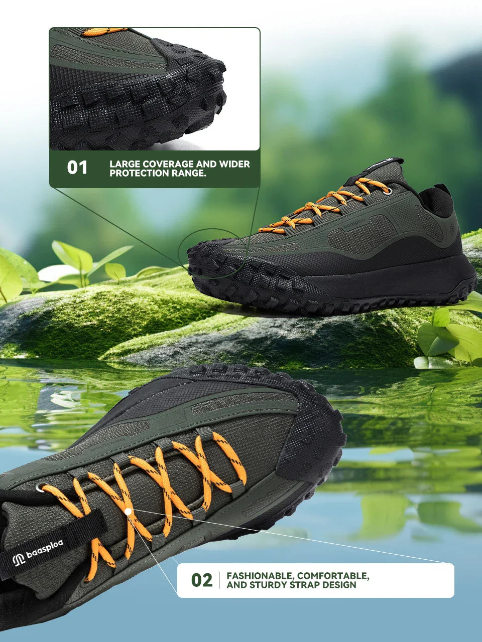 Men Hiking Shoes Casual Lightweight Lace-Up Walking Shoes Male Outdoor Waterproof Camping Resistant Non Slip Sneakers