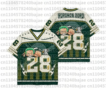 2026 New One Piece Monkey D.Luffy Zoro Anime Football Jersey Summer Plus Size Breathable Jersey Cosplay Short Sleeve T-shirt
