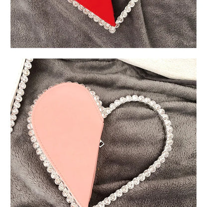 Diamond Red Heart Evening Clutch Women's Designer Chic RhinestoneBlack Wallet Wedding Party Sac A Main Heart Handbag for Woman