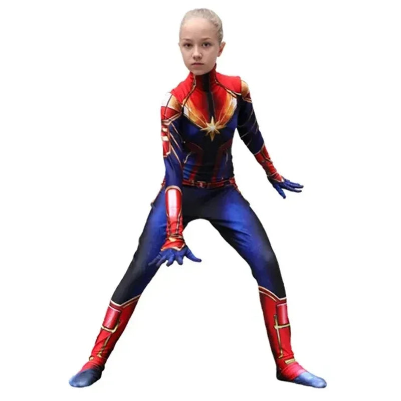 Super Hero Cos Anime Carol Danvers Cosplay Jumpsuit Spider Cosplay Costume Avengers Halloween For Kids Boys Women Party Hero Cos
