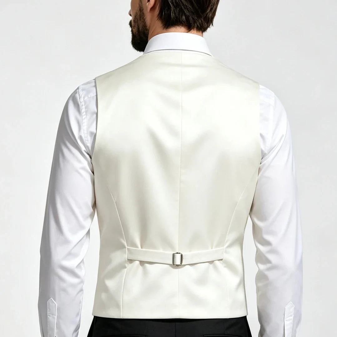 Men Vest Ivory With Lapel Single Breasted Solid Waistcoat For Wedding Banquet Business Work Office Casual Daily Men Suit Vest