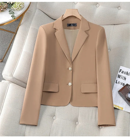 Spring Autumn Fashion Short Women Blazers Elegant Female Suits Jacket Tops Casual Solid Long Sleeve Office Lady Blazer Coat 4XL