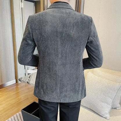 British Style Solid Color Slim Suit Jacket Men Fashion Casual Business Blazers Coats High Quality Social Wedding Elegant Jackets