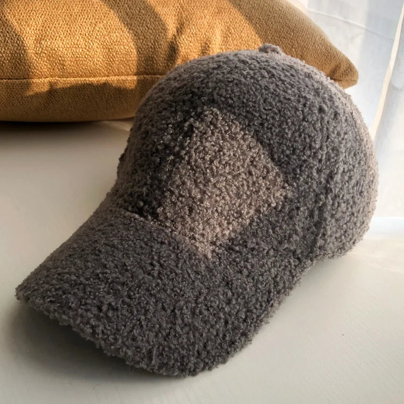 Cap for Women Winter Warm Baseball Cap Women Artificial Lamb Wool Hats  Plush Baseball Caps Autumn Baseball Cap