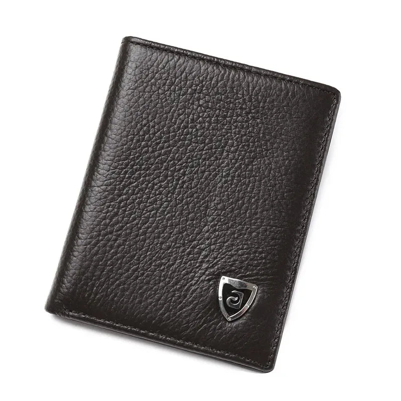 100% Genuine Leather Men Wallet Premium Product Real Cowhide Wallets For Man Short Black Credit Card Cash Receipt Holder Purse