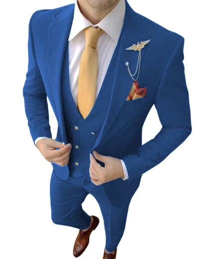 12 Colors Formal Business Men Suit Costume Homme Tuxedos For Wedding Bridegroom 3 Pcs Prom Slim Fit Blazers Jacket Pant Vest