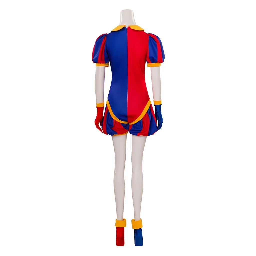 The Amazing Digital Freak Circus Pomni Cosplay Costume Women Men Caine Cartoon Uniform Hat Gloves Outfit Halloween Jorker Party